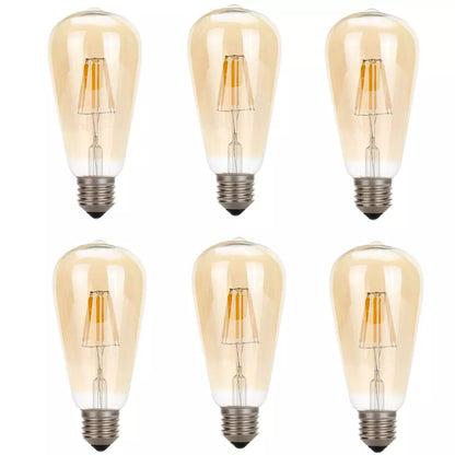Dimmable ST64 LED Filament Bulb Amber – E27 & B22 - E27, 8W, Pack of 6