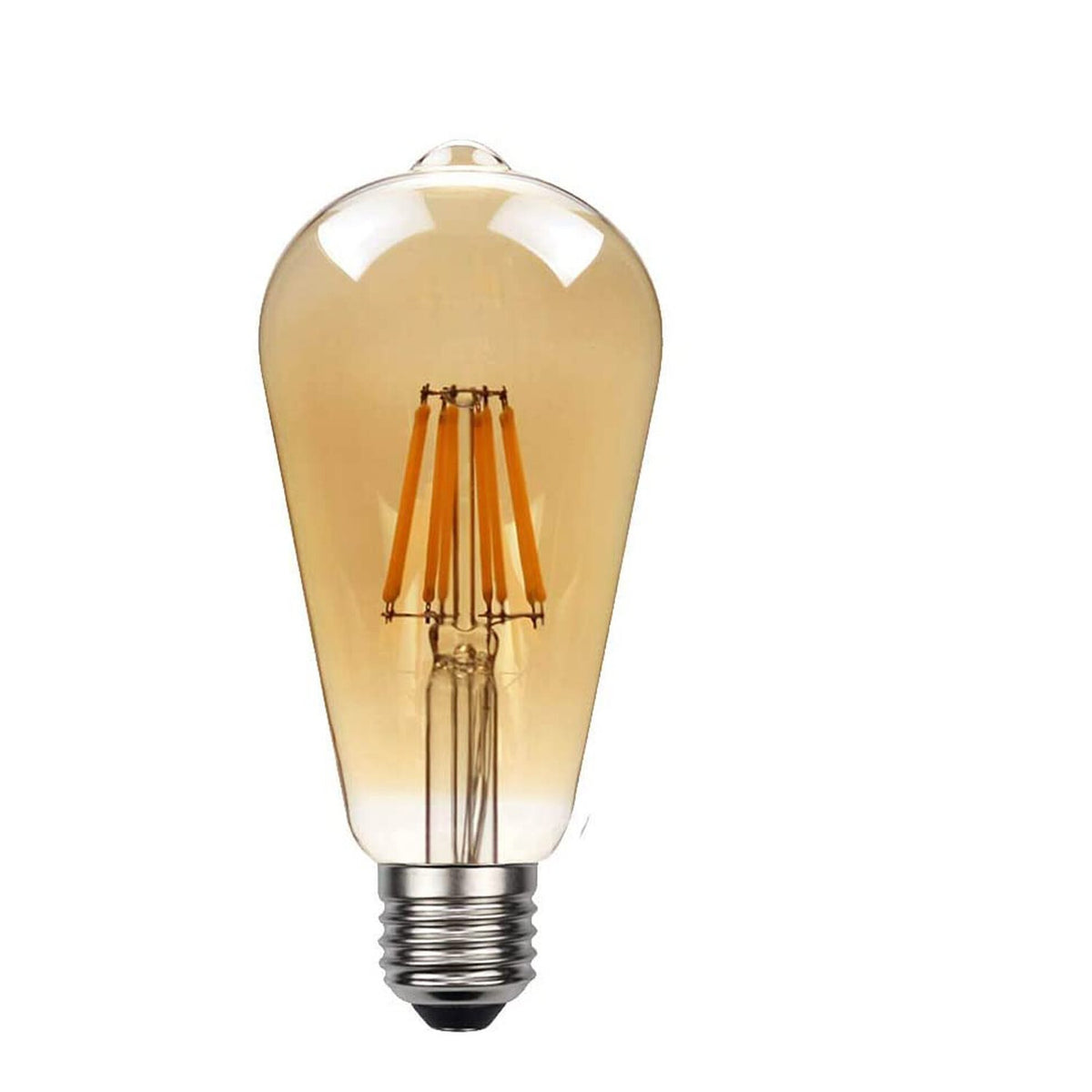 Dimmable ST64 LED Filament Bulb Amber – E27 & B22 - E27, 8W, Single