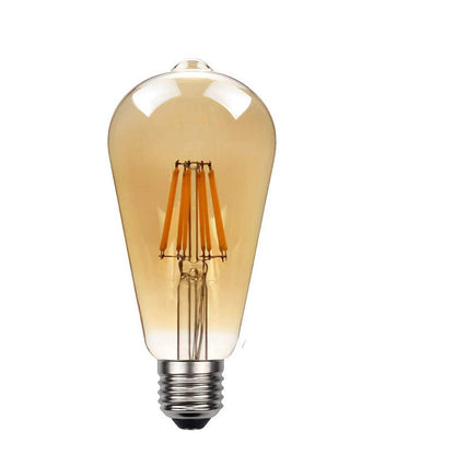 Dimmable ST64 LED Filament Bulb Amber – E27 & B22 - E27, 8W, Single