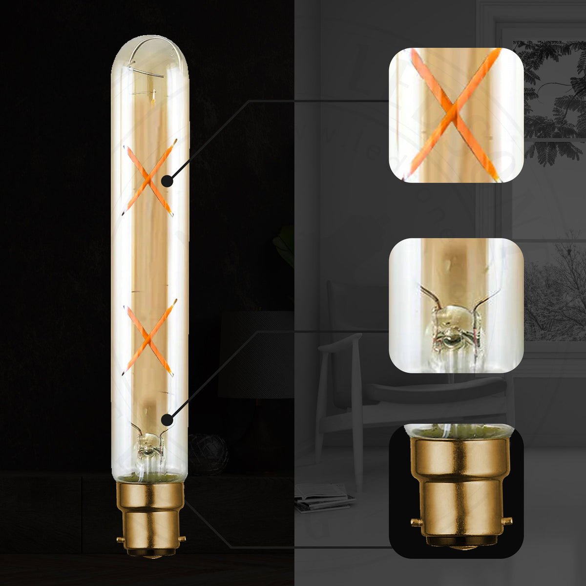 Dimmable T185 & T130 Tubular LED Filament Bulb Amber - photo 13