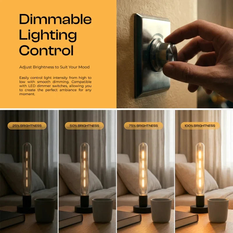 Dimmable T185 & T130 Tubular LED Filament Bulb Amber - photo 4