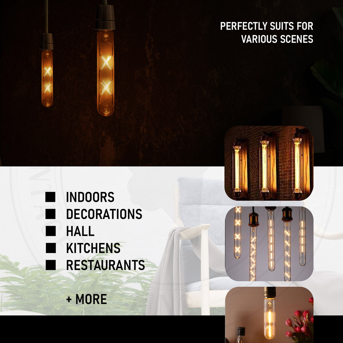 Dimmable T185 & T130 Tubular LED Filament Bulb Amber - photo 9