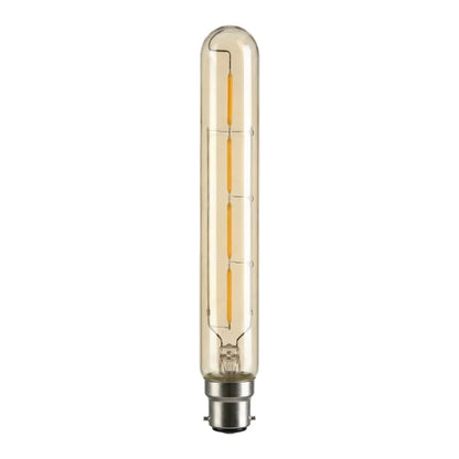 Dimmable T185 & T130 Tubular LED Filament Bulb Amber - T185 Dimmable, B22, Single