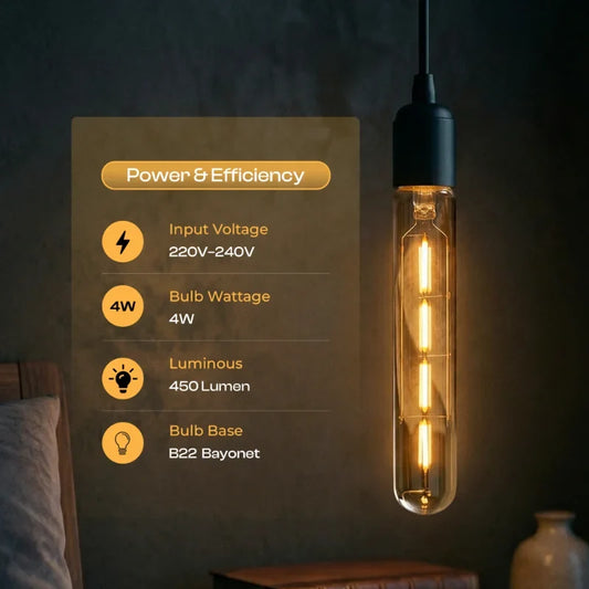 Dimmable T185 & T130 Tubular LED Filament Bulb Amber
