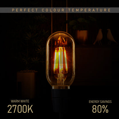 Dimmable T45 Tubular LED Filament Bulb Amber – E27 & B22 - photo 9
