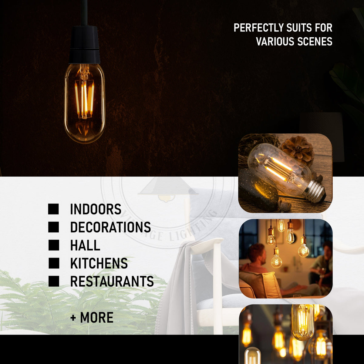Dimmable T45 Tubular LED Filament Bulb Amber – E27 & B22 - photo 5
