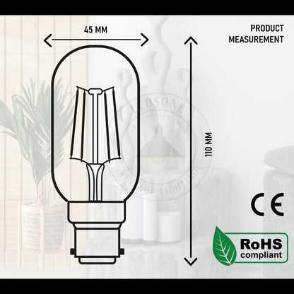 Dimmable T45 Tubular LED Filament Bulb Amber – E27 & B22 - photo 8