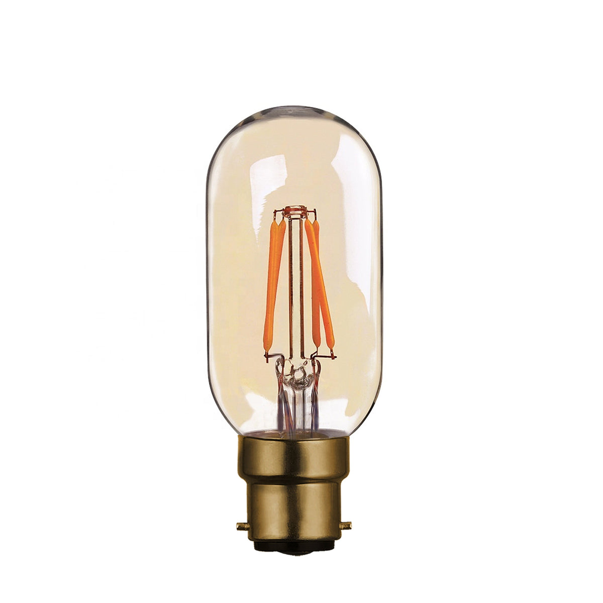 Dimmable T45 Tubular LED Filament Bulb Amber – E27 & B22 - B22, 4W, Single
