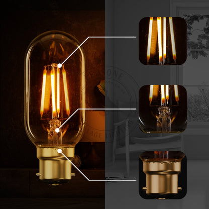 Dimmable T45 Tubular LED Filament Bulb Amber – E27 & B22