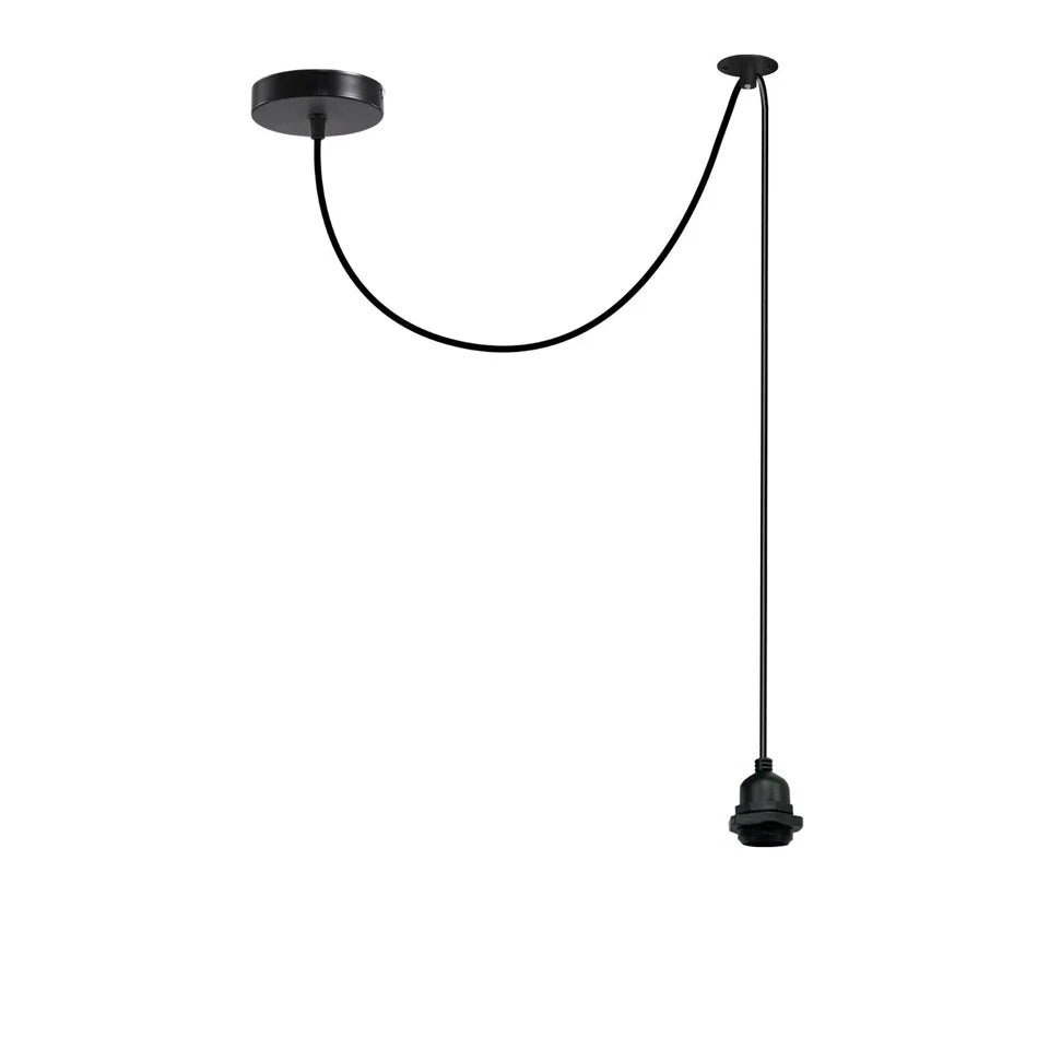 IP65 Swag Pendant Light – Black, Ceiling Hook, E27