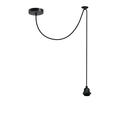 IP65 Swag Pendant Light – Black, Ceiling Hook, E27