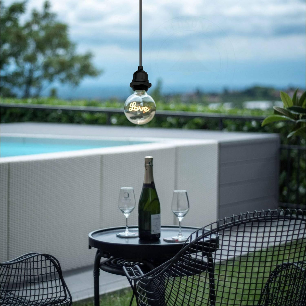 IP65 Swag Pendant Light – Black, Ceiling Hook, E27 - photo 2