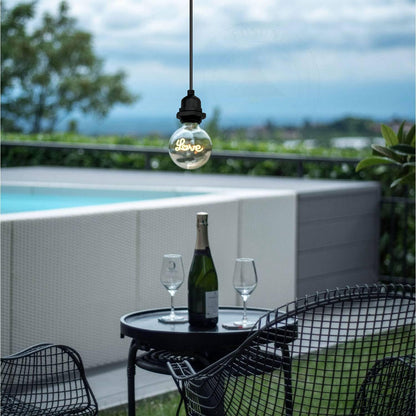 IP65 Swag Pendant Light – Black, Ceiling Hook, E27 - photo 2