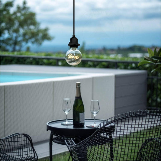 IP65 Swag Pendant Light – Black, Ceiling Hook, E27 - photo 2