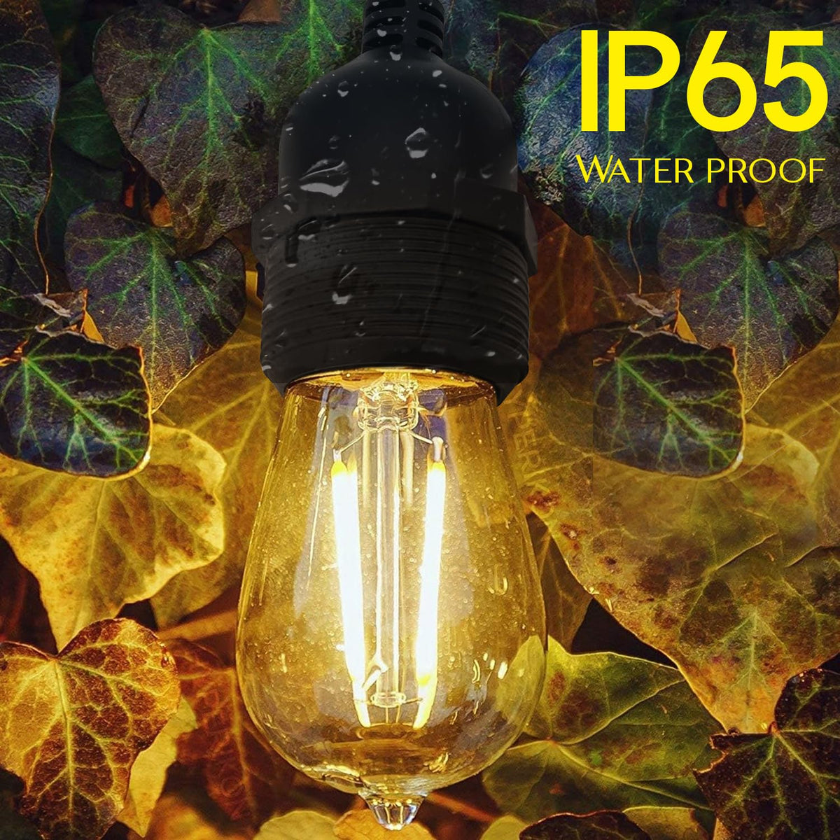 IP65 Swag Pendant Light – Black, Ceiling Hook, E27 - photo 7