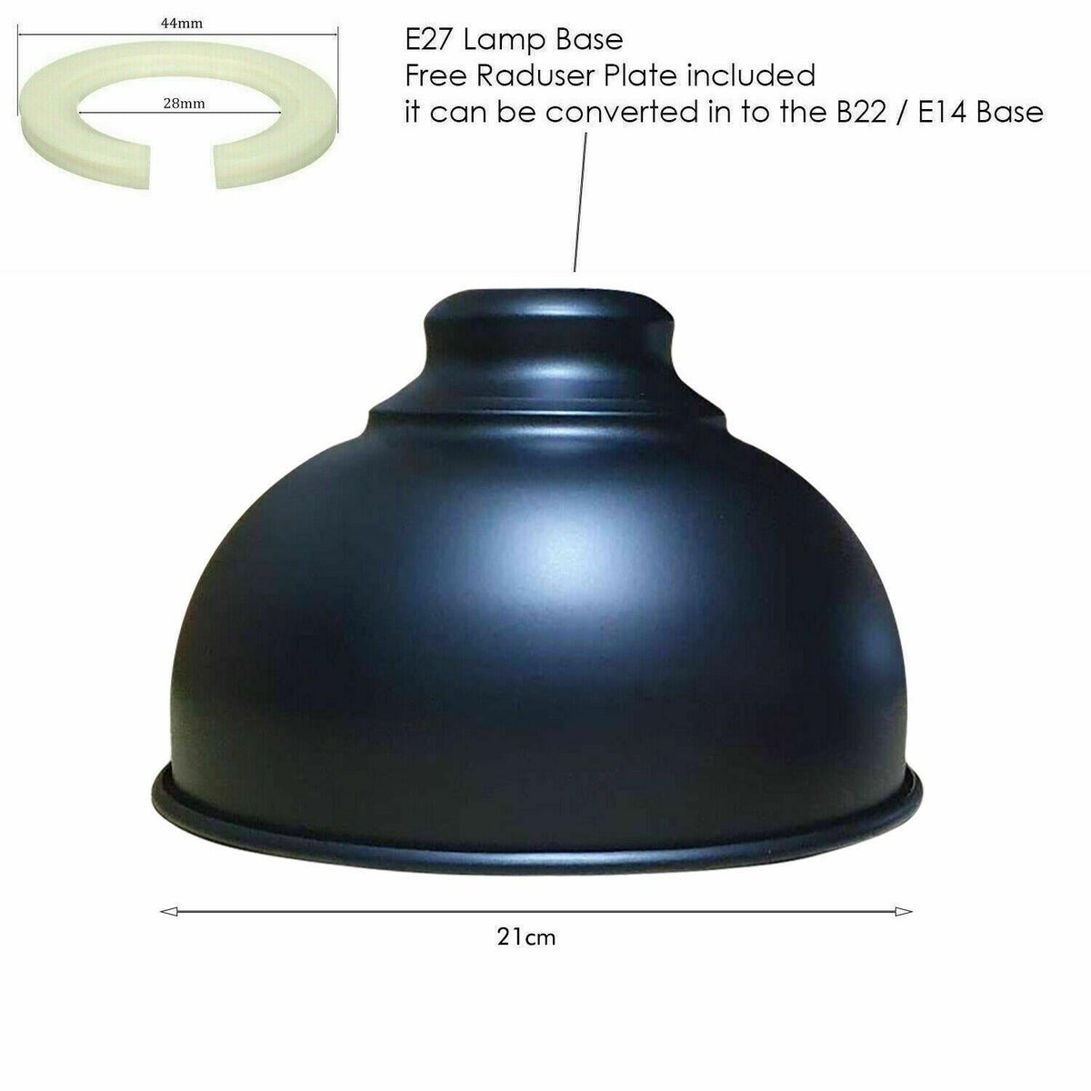 Metal Dome Lamp Shade – Easy Fit, 21 or 30 cm, Many Colours - photo 3