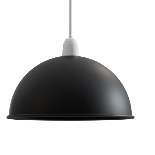 Metal Dome Lamp Shade – Easy Fit, 21 or 30 cm, Many Colours - Black, 21 cm with Reducer Ring, Single