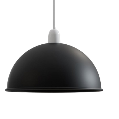 Metal Dome Lamp Shade – Easy Fit, 21 or 30 cm, Many Colours - Black, 21 cm with Reducer Ring, Single