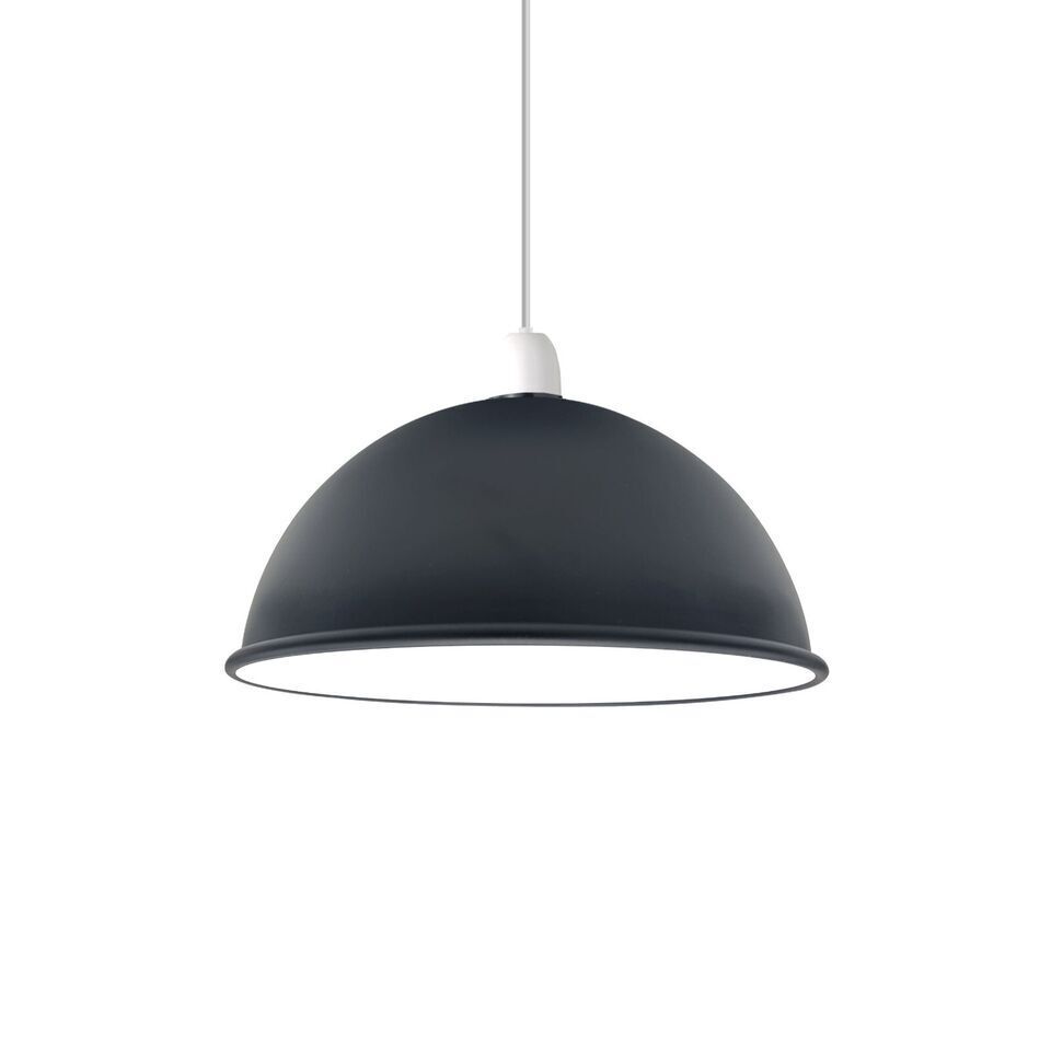 Metal Dome Lamp Shade – Easy Fit, 21 or 30 cm, Many Colours - Black & White Inner, 30 cm with Reducer Ring, Single