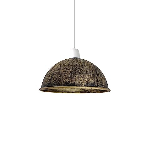 Metal Dome Lamp Shade – Easy Fit, 21 or 30 cm, Many Colours - Brushed Brass, 21 cm with Reducer Ring, Single