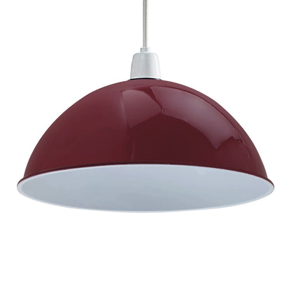 Metal Dome Lamp Shade – Easy Fit, 21 or 30 cm, Many Colours - Burgundy, 30 cm with Reducer Ring, Single