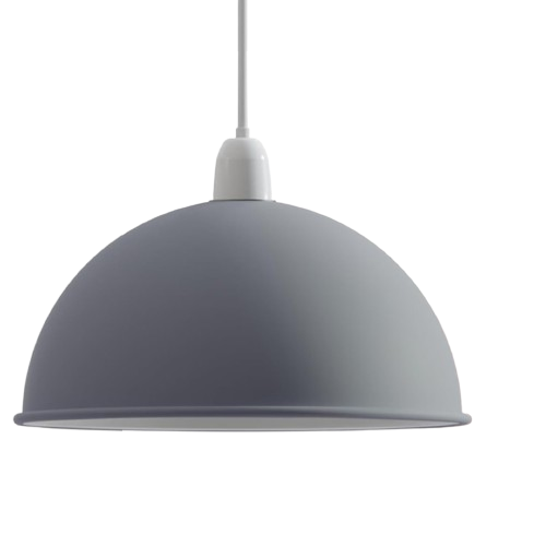 Metal Dome Lamp Shade – Easy Fit, 21 or 30 cm, Many Colours - Grey, 21 cm with Reducer Ring, Single