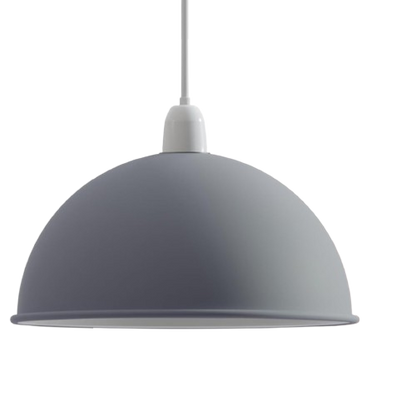 Metal Dome Lamp Shade – Easy Fit, 21 or 30 cm, Many Colours - Grey, 21 cm with Reducer Ring, Single