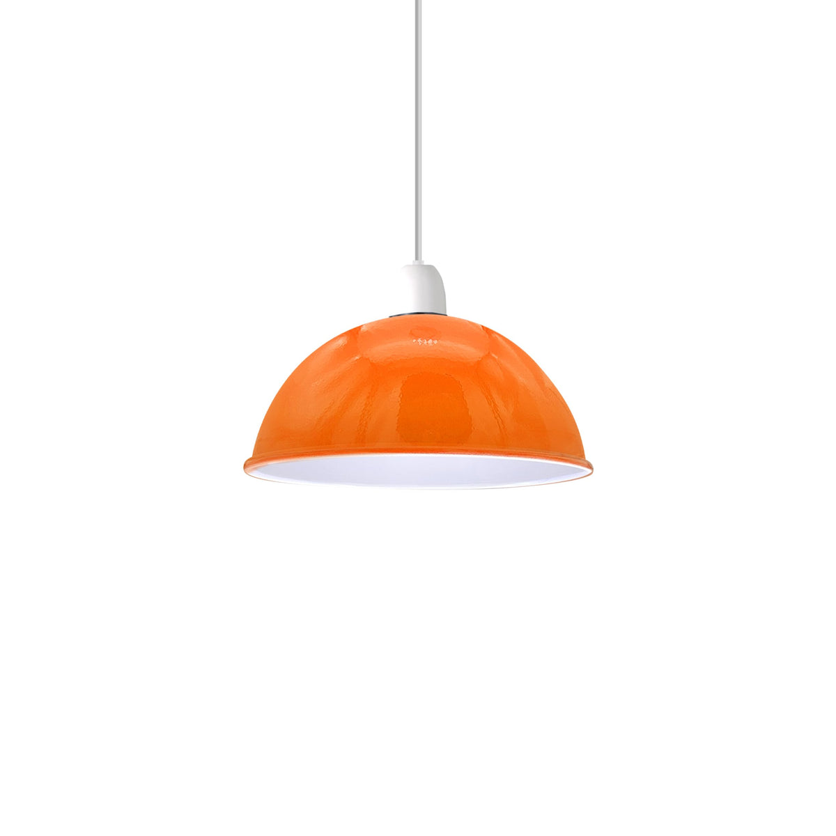 Metal Dome Lamp Shade – Easy Fit, 21 or 30 cm, Many Colours - Orange, 21 cm with Reducer Ring, Single