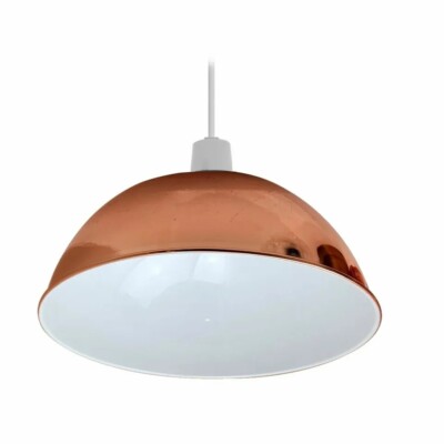Metal Dome Lamp Shade – Easy Fit, 21 or 30 cm, Many Colours - Rose Gold, 30 cm with Reducer Ring, Pack of 2