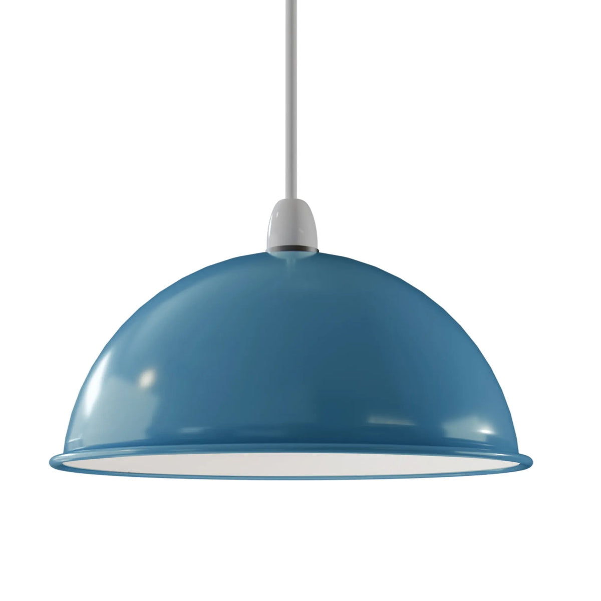 Metal Dome Lamp Shade – Easy Fit, 21 or 30 cm, Many Colours - Cyan Blue, 30 cm with Reducer Ring, Single