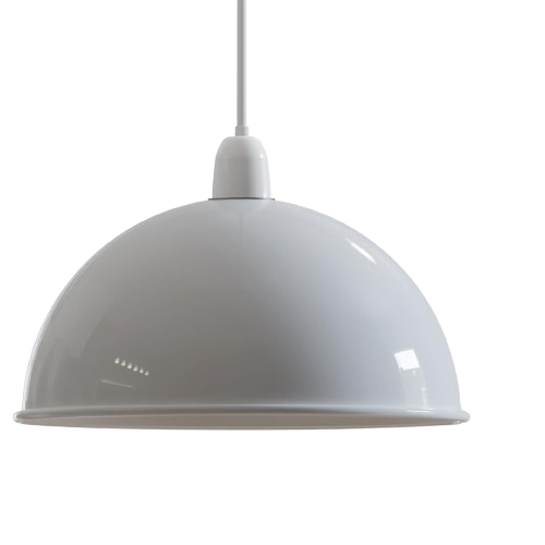 Metal Dome Lamp Shade – Easy Fit, 21 or 30 cm, Many Colours - White, 21 cm with Reducer Ring, Single