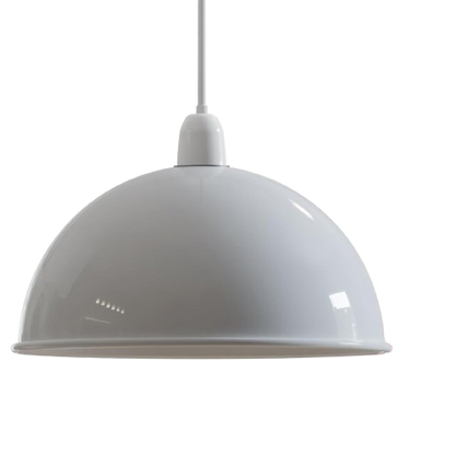 Metal Dome Lamp Shade – Easy Fit, 21 or 30 cm, Many Colours - White, 21 cm with Reducer Ring, Single