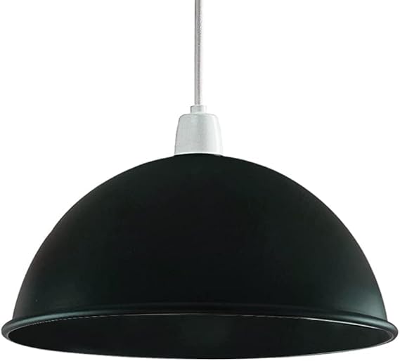 Dome Lamp Shade 40 cm – Easy Fit, 8 Colours - Black, 40 cm with Reducer Ring, Single