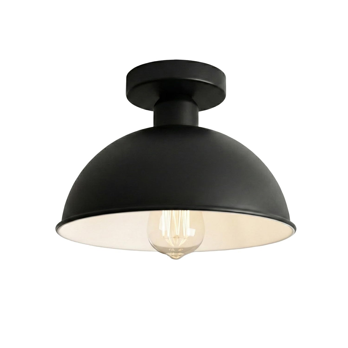 Semi Flush Ceiling Light – Dome, Crystal or Wire Cage Shade, Black, E27 - photo 8