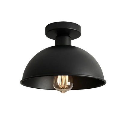 Semi Flush Ceiling Light – Dome, Crystal or Wire Cage Shade, Black, E27 - photo 10