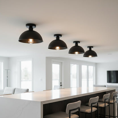 Semi Flush Ceiling Light – Dome, Crystal or Wire Cage Shade, Black, E27 - photo 5