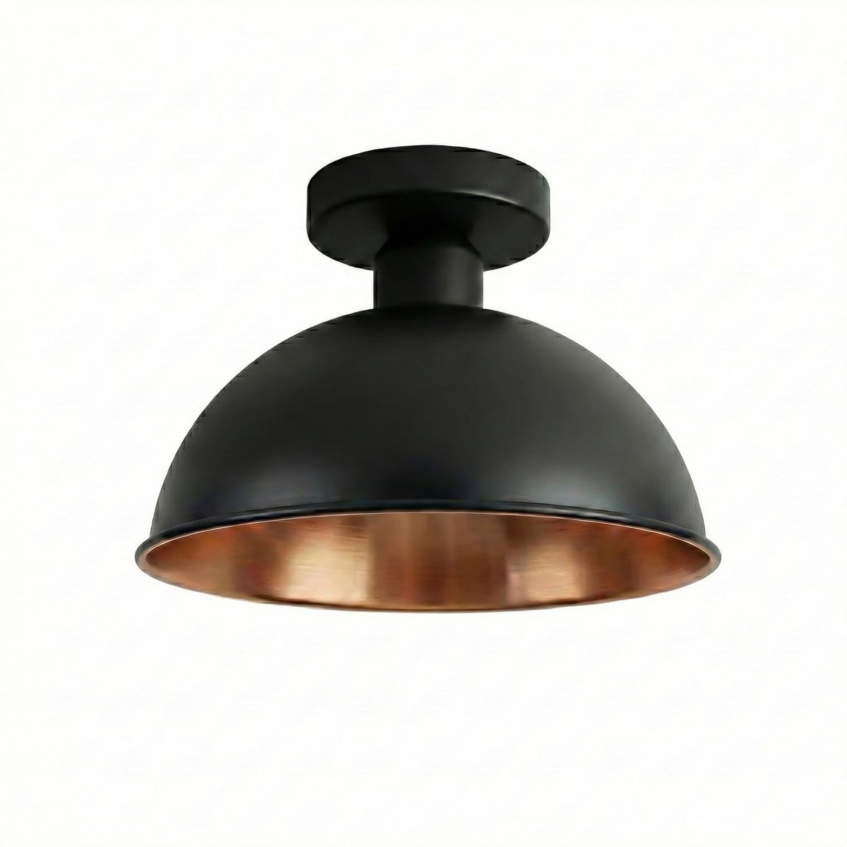 Semi Flush Ceiling Light – Dome, Crystal or Wire Cage Shade, Black, E27 - Black, Dome 21 cm Black & Gold, Without Bulb