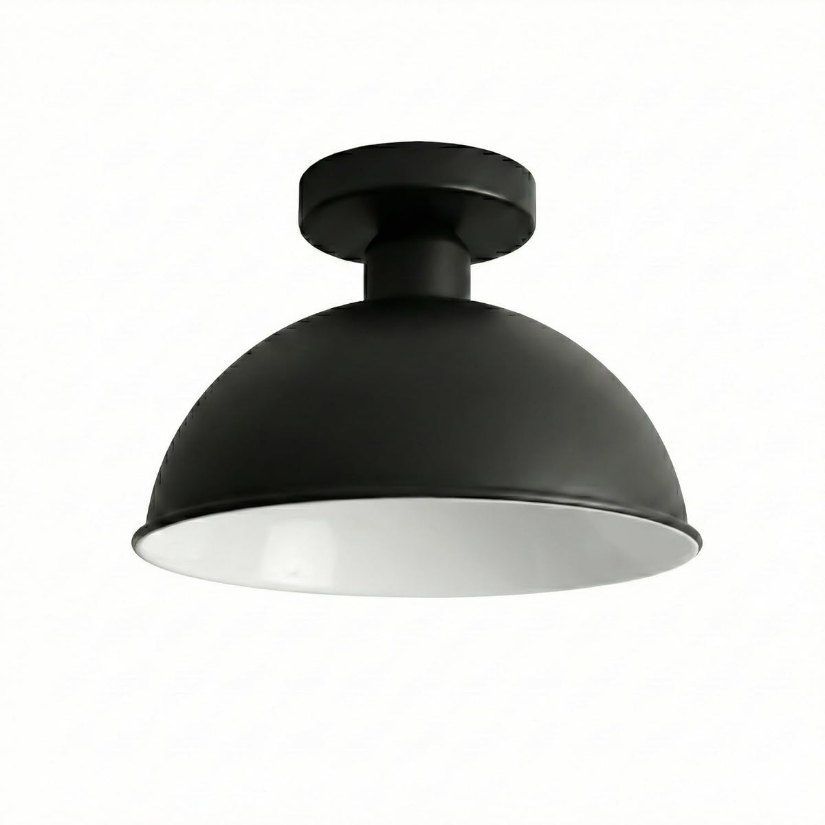 Semi Flush Ceiling Light – Dome, Crystal or Wire Cage Shade, Black, E27 - Black, Dome 21 cm Black & White Inner, Without Bulb