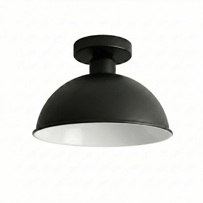 Semi Flush Ceiling Light – Dome, Crystal or Wire Cage Shade, Black, E27 - Black, Dome 21 cm Black & White Inner, Without Bulb