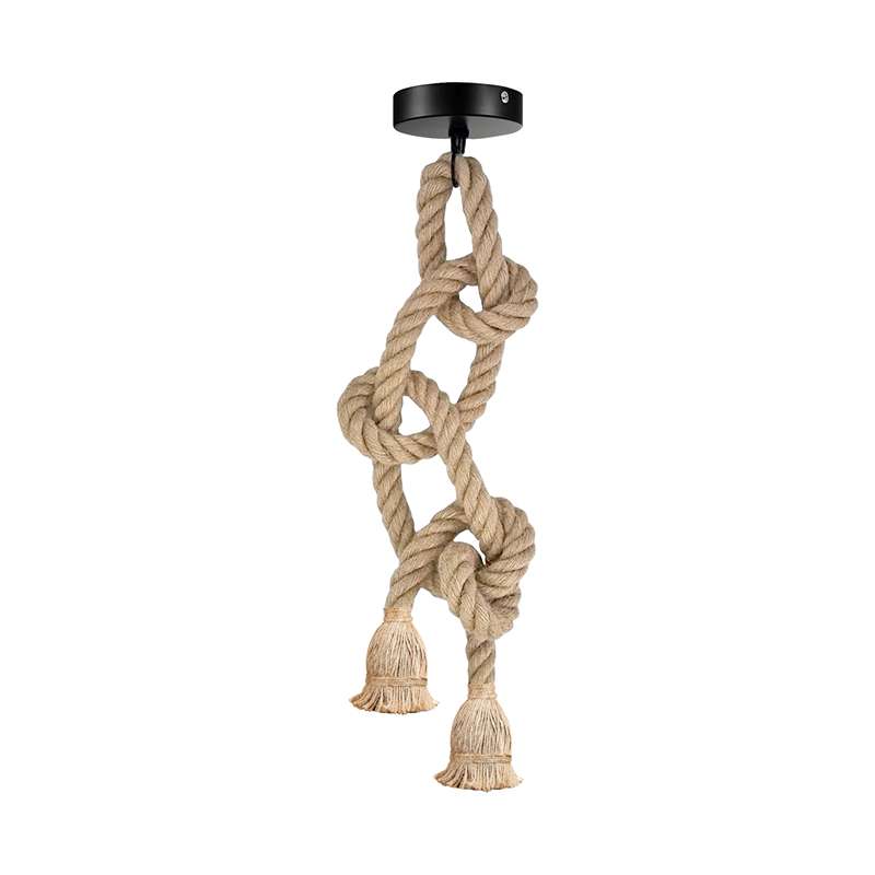 Double Hemp Rope Pendant Light – 2 Heads, Knotted Rope, E27 - photo 6