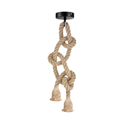 Double Hemp Rope Pendant Light – 2 Heads, Knotted Rope, E27 - photo 6