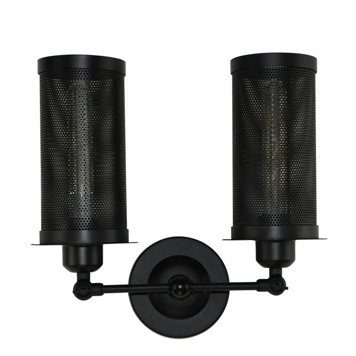 Double Head Wall Light with Cages – Black or Rustic Red, 2 x E27 - photo 16