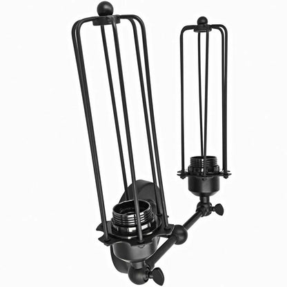 Double Head Wall Light with Cages – Black or Rustic Red, 2 x E27 - photo 23