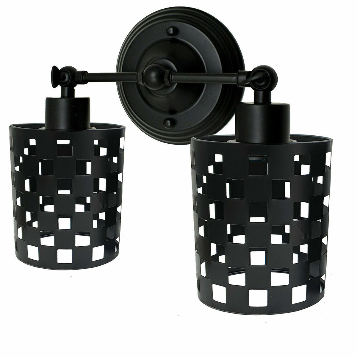 Double Head Wall Light with Cages – Black or Rustic Red, 2 x E27 - photo 39