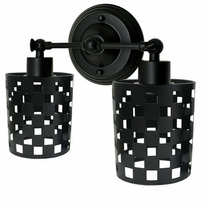 Double Head Wall Light with Cages – Black or Rustic Red, 2 x E27 - photo 39