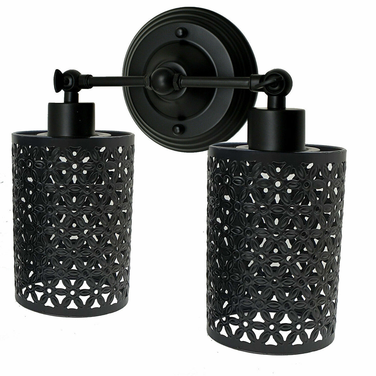 Double Head Wall Light with Cages – Black or Rustic Red, 2 x E27 - photo 35