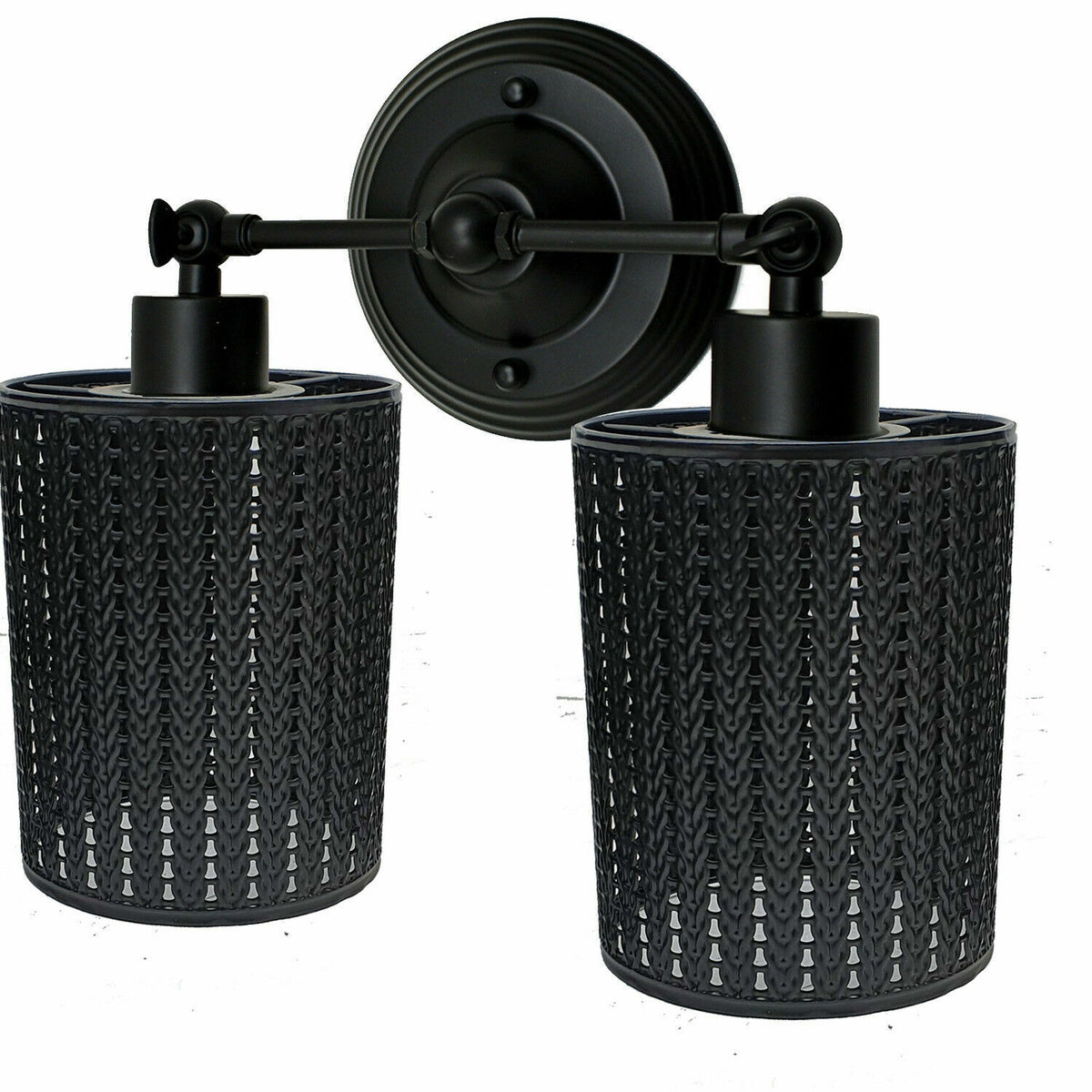 Double Head Wall Light with Cages – Black or Rustic Red, 2 x E27 - photo 38