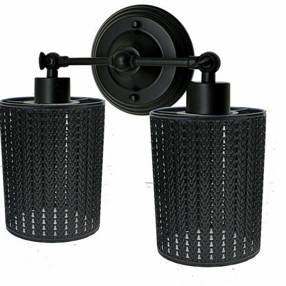 Double Head Wall Light with Cages – Black or Rustic Red, 2 x E27 - photo 38