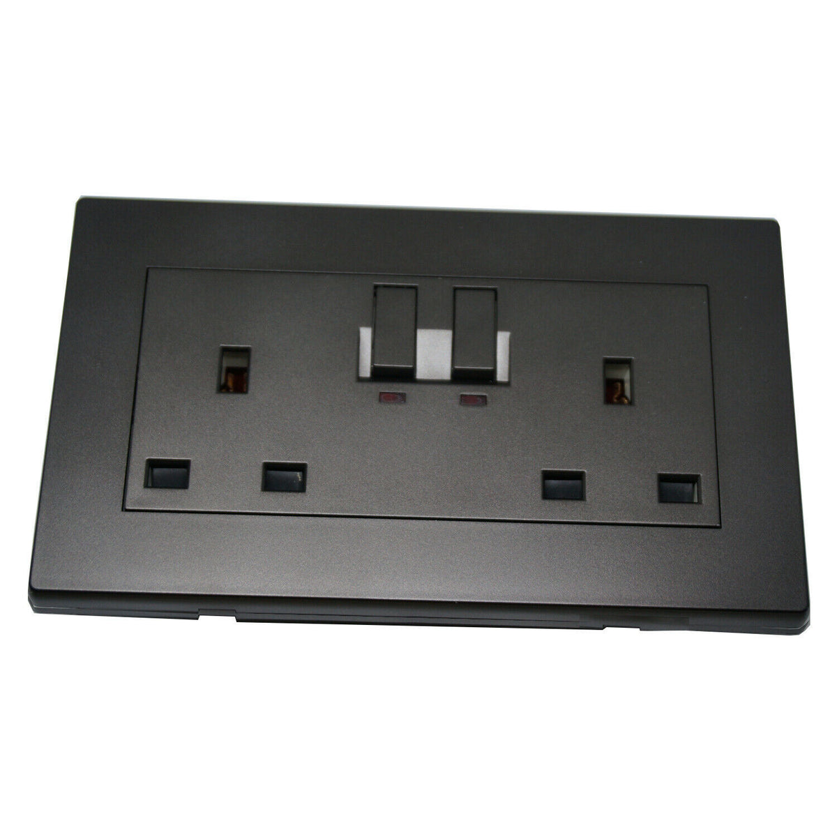 Double Wall Socket 13A 2 Gang UK - Textured Black