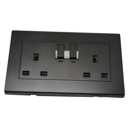 Double Wall Socket 13A 2 Gang UK - Textured Black